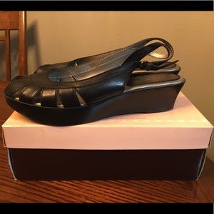 Black Leather Platform Sandals